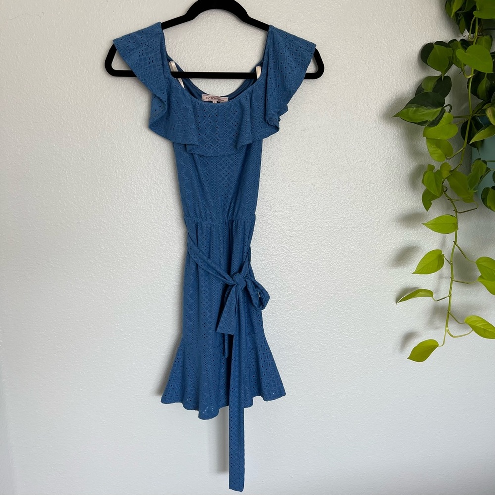 BGBG blue crochet mini dress